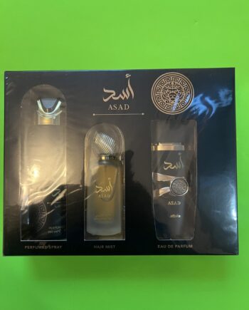 LATTAFA ASAD 3 PCS GIFT SET WITH 100ML EDP + 200ML DEO + 50ML HAIRMIST