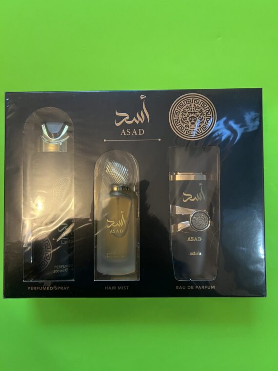 LATTAFA ASAD 3 PCS GIFT SET WITH 100ML EDP + 200ML DEO + 50ML HAIRMIST