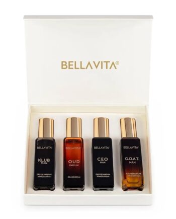 BELLA VITA LUXURY LONG LASTING PERFUME GIFT SET FOR MAN | 4X20ML | GIFTS FOR MEN | WOODY, CITRUSY, OUD, PREMIUM FRAGRANCE SCENT | KLUB, OUD, CEO, G.O.A.T