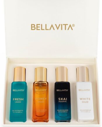 BELLA VITA LUXURY UNISEX EAU DE PARFUM GIFT SET 4 X 20ML & WITH SKAI, FRESH, WHITEOUD, HONEY OUD LIQUID PERFUME|LONG LASTING EDP FRAGRANCE AQUATIC SCENT
