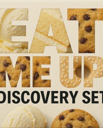 EAT ME UP DISCOVERY SET 6 5ML LATTAFA BERRY ON TOP, PARIS CORNER BANANA BLISS, ARMAF YUM YUM, FRENCH AVENUE CHOCOLA ADDICT, MICHAEL MALUL LATTE + NECTAR, LATTAFA NEBRAS