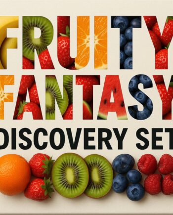 FRUITY FANTASY DISCOVERY SET 6 5ML PARIS CORNER PEAR POTION, LATTAFA YARA TOUS, LATTAFA MAYAR, MICHAEL MALUL BERRY BLANCHE, MAISON ALHAMBRA BRIGHT PEACH, ARMAF ODYSSEY GO MANGO