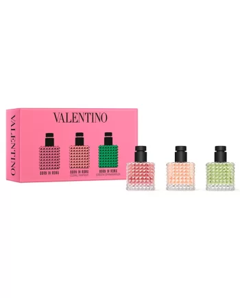 3PC VALENTINO DISCOVERY SET BORN IN ROMA, BORN IN ROMA CORAL FANTASY, BORN IN ROMA GREEN STRAVAGANZA .20OZ WOMEN